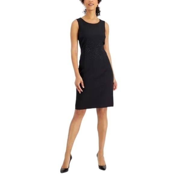 KASPER Elegant Evening Ladies Sleeveless Satin Sheath Dress Black Size 8 - Picture 1 of 14